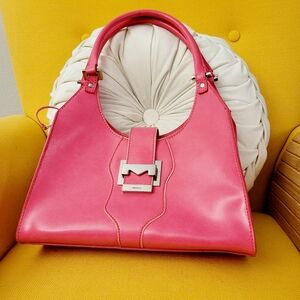 Mondani Barbie Faux Leather Pink Retro Vintage Purse with Silver Hardware